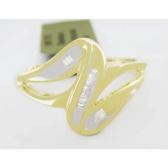Genuine 0.14 Cts Diamonds Ring 10k Yellow Gold